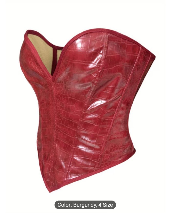 Women'S Vintage-Inspired Crocodile-Patterned Corset Top -