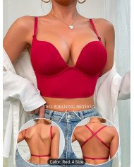 A Seamless, Comfortable Deep V Bra Designed for Enhancing Small Breasts, Featuring