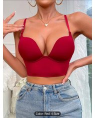 A Seamless, Comfortable Deep V Bra Designed for Enhancing Small Breasts, Featuring