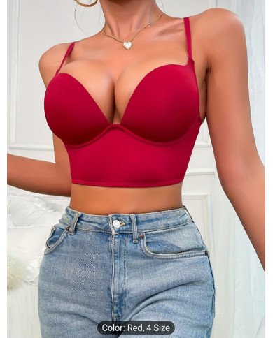 A Seamless, Comfortable Deep V Bra Designed for Enhancing Small Breasts, Featuring