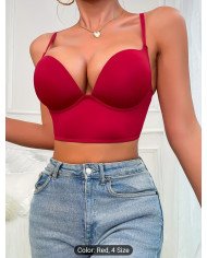 A Seamless, Comfortable Deep V Bra Designed for Enhancing Small Breasts, Featuring