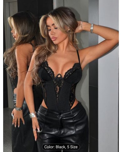 Women'S Sexy Bodysuit, Elegant Party Jumpsuit, Fashion Fishbone Steel Ring