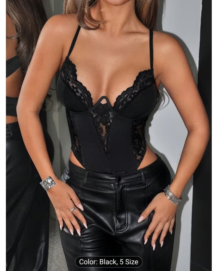 Women'S Sexy Bodysuit, Elegant Party Jumpsuit, Fashion Fishbone Steel Ring