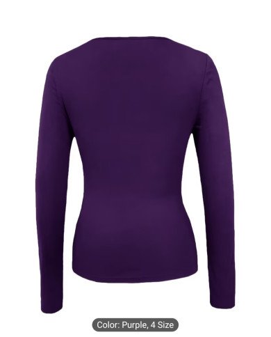 Pure Desire Style Sexy Deep V Metal Decor Long Sleeve Bodycon T-Shirt for Women, Suitable for Autumn and Winter