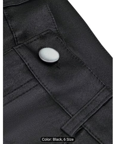 Women's Stretch Imitation Denim Coated Flare Pants -