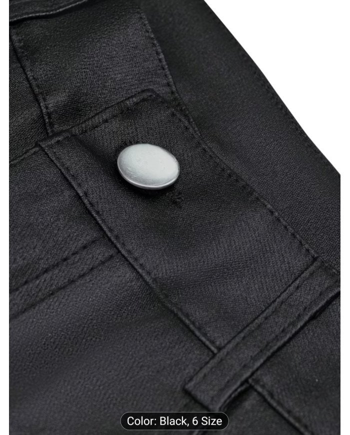 Women's Stretch Imitation Denim Coated Flare Pants -