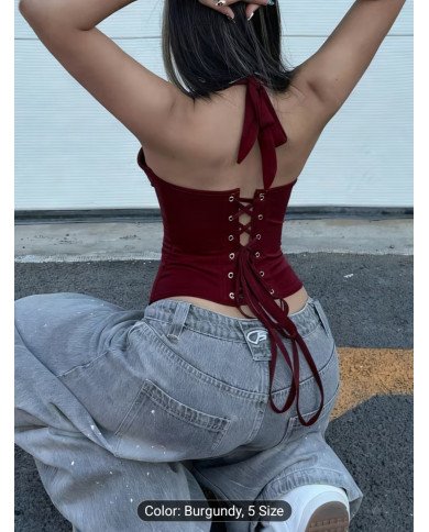 Elegant Women'S Deep V-Neck Burgundy Satin Corset Bodysuit, Perfect