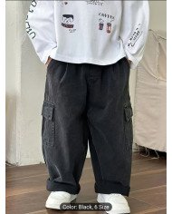 Boys' Cargo Pants with Utility Pockets - Loose-Fit Pants, Beltless Design & Full-Length