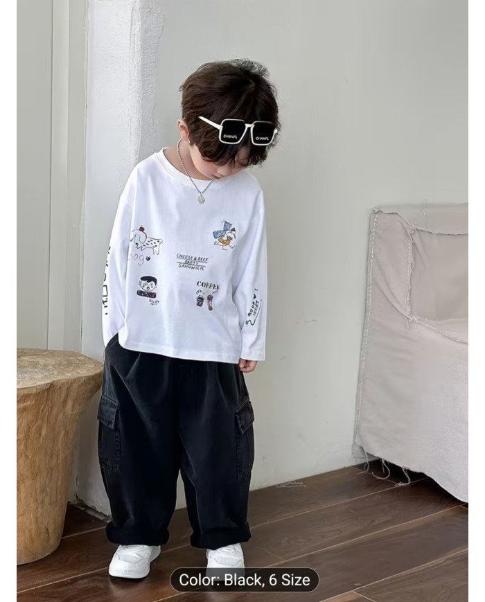 Boys' Cargo Pants with Utility Pockets - Loose-Fit Pants, Beltless Design & Full-Length