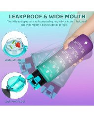 32 oz Water Bottles with Times to Drink:Motivational Water Bottle with Time Marker & Removable Strainer