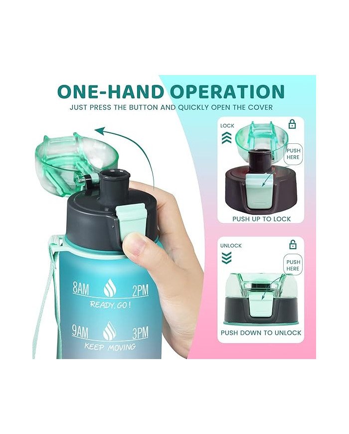 32 oz Water Bottles with Times to Drink:Motivational Water Bottle with Time Marker & Removable Strainer