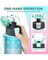 32 oz Water Bottles with Times to Drink:Motivational Water Bottle with Time Marker & Removable Strainer