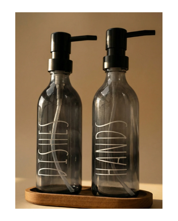 Glass bottle dish soap dispenser