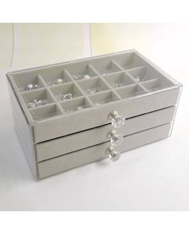 Clear Acrylic Jewelry Storage Box of 3 Drawers