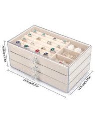 Clear Acrylic Jewelry Storage Box of 3 Drawers