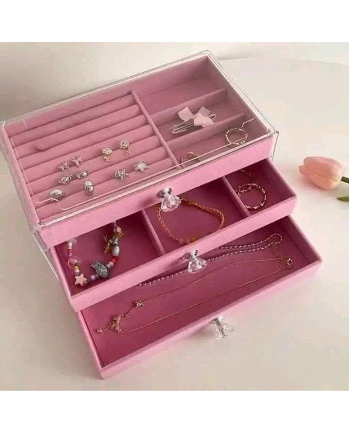 Clear Acrylic Jewelry Storage Box of 3 Drawers