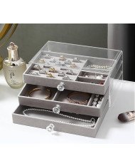 Clear Acrylic Jewelry Storage Box of 3 Drawers