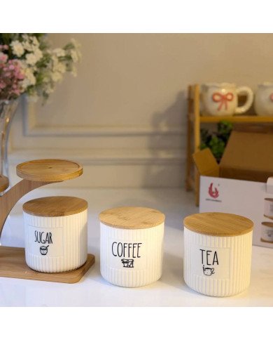 Kitchen Storage Canisters Set, Ceramic Tea Coffee Sugar