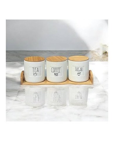 Kitchen Storage Canisters Set, Ceramic Tea Coffee Sugar