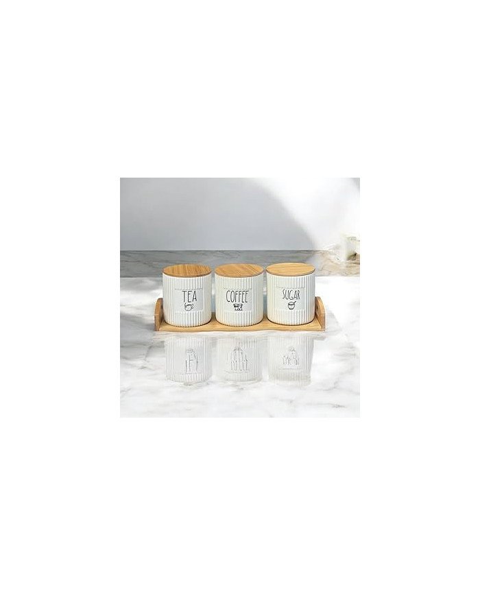 Kitchen Storage Canisters Set, Ceramic Tea Coffee Sugar
