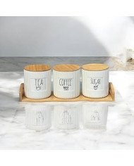 Kitchen Storage Canisters Set, Ceramic Tea Coffee Sugar