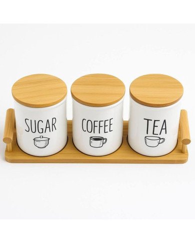 Kitchen Storage Canisters Set, Ceramic Tea Coffee Sugar