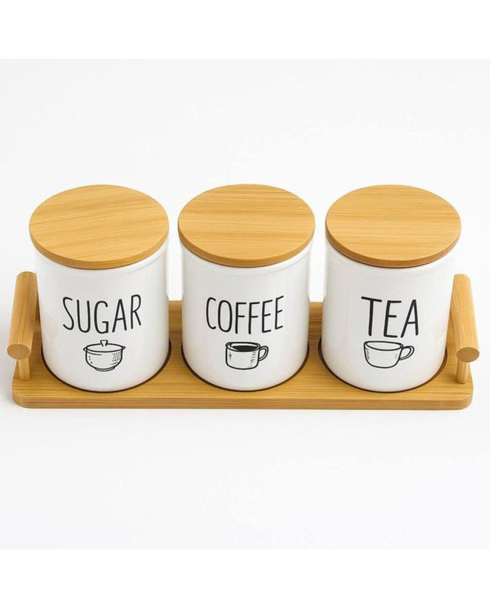Kitchen Storage Canisters Set, Ceramic Tea Coffee Sugar