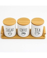 Kitchen Storage Canisters Set, Ceramic Tea Coffee Sugar