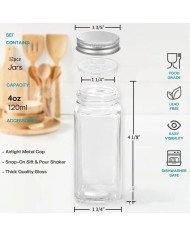 Glass Jar Set for Spices With Labels, 24 Pieces