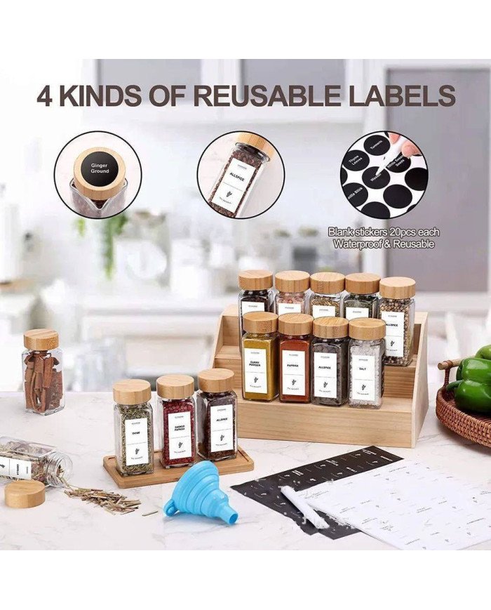 Glass Jar Set for Spices With Labels