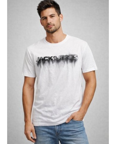 Jack & Jones Fade Logo White Men’s T‑Shirt