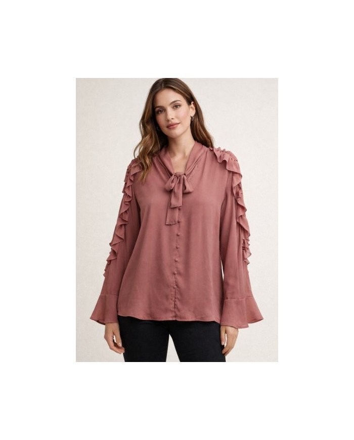 ✨ Sheer Elegance – Women’s Ruffled Tie‑Neck Blouse #tajerone
