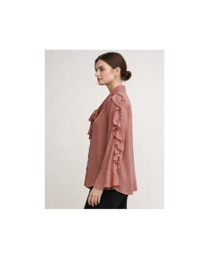 ✨ Sheer Elegance – Women’s Ruffled Tie‑Neck Blouse #tajerone
