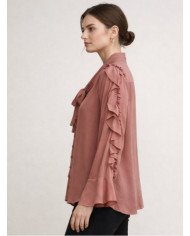 ✨ Sheer Elegance – Women’s Ruffled Tie‑Neck Blouse #tajerone