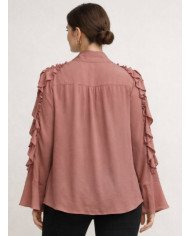 ✨ Sheer Elegance – Women’s Ruffled Tie‑Neck Blouse #tajerone