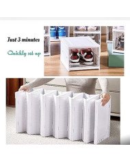 stackable modular shoe storage cabinet — clear-front, drop-down shoe organizer box